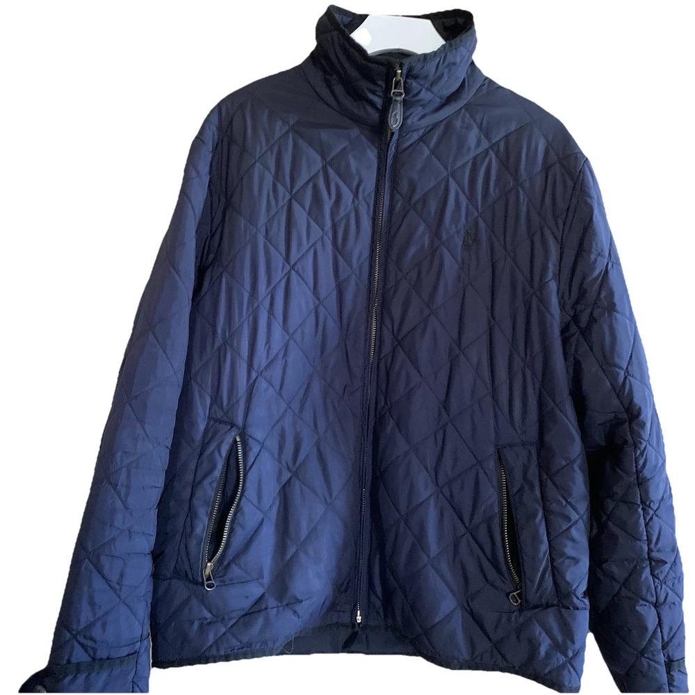 Ralph Lauren Sport Quilted Jacket Diamond Puffer Coat Women's SZ-L Navy Full Zip - Picture 9 of 16